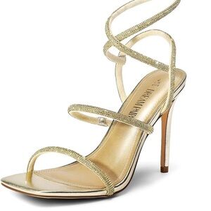 Gold sparkly tie up heels